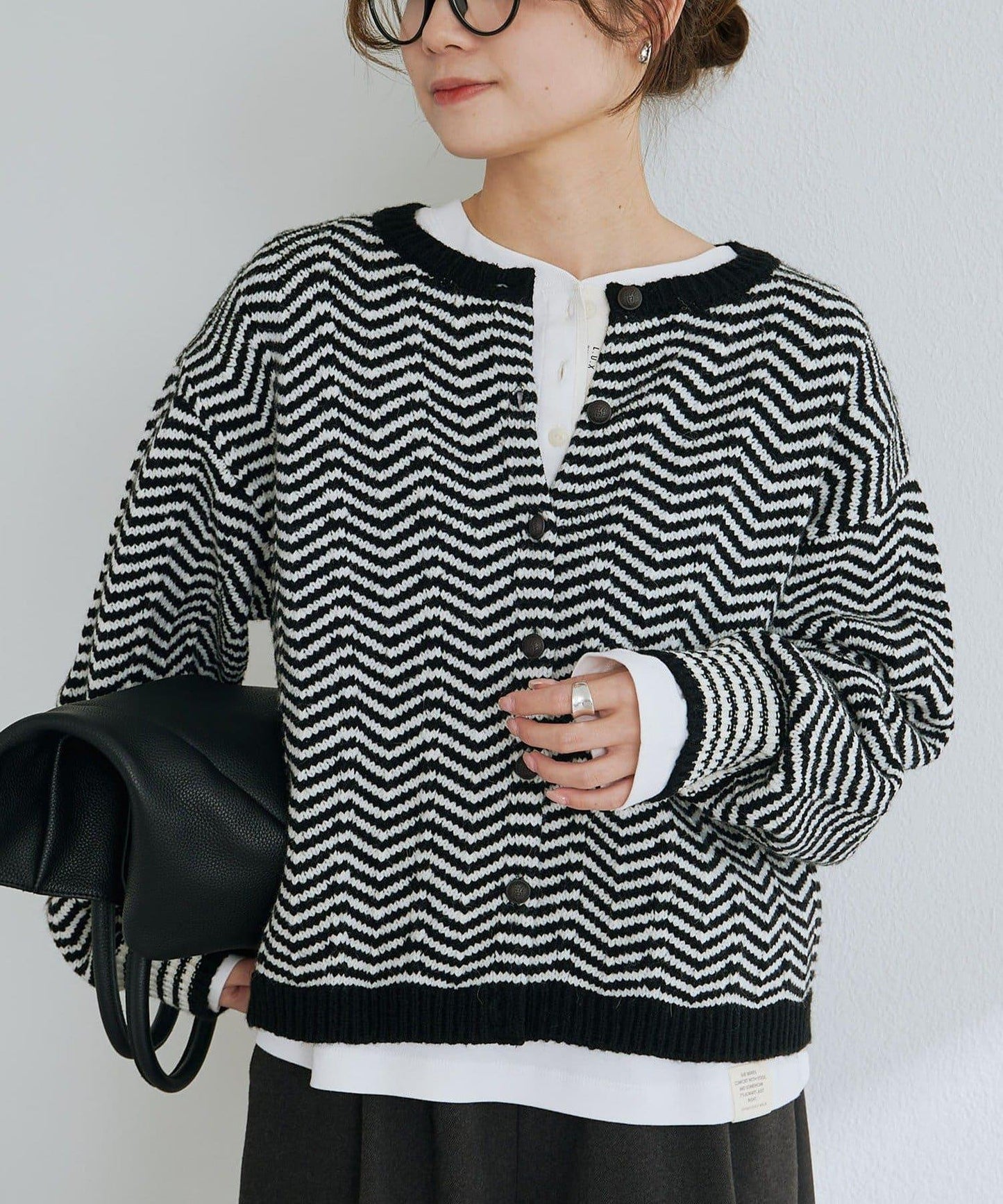 人字紋針織開衫