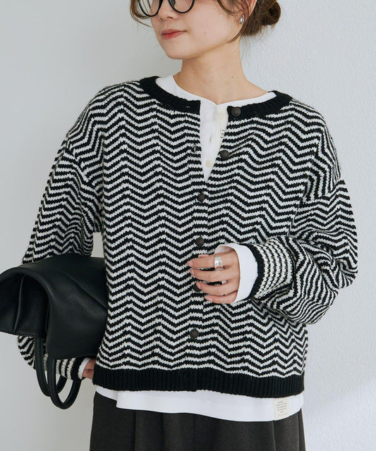 人字紋針織開衫