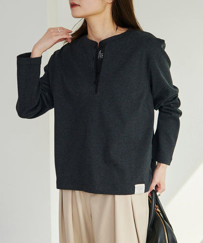 順滑磨毛雙面穿亨利領T恤