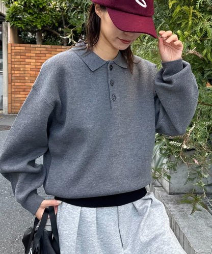 拼接羅紋下襬配色針織POLO衫