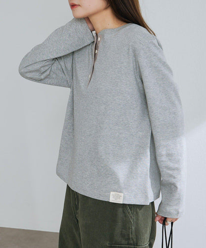 順滑磨毛雙面穿亨利領T恤