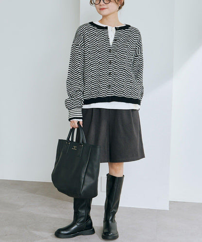 人字紋針織開衫