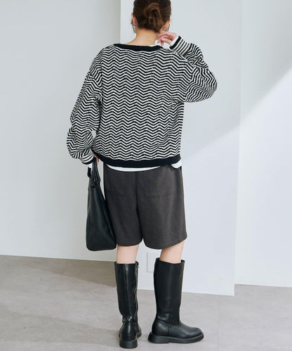 人字紋針織開衫