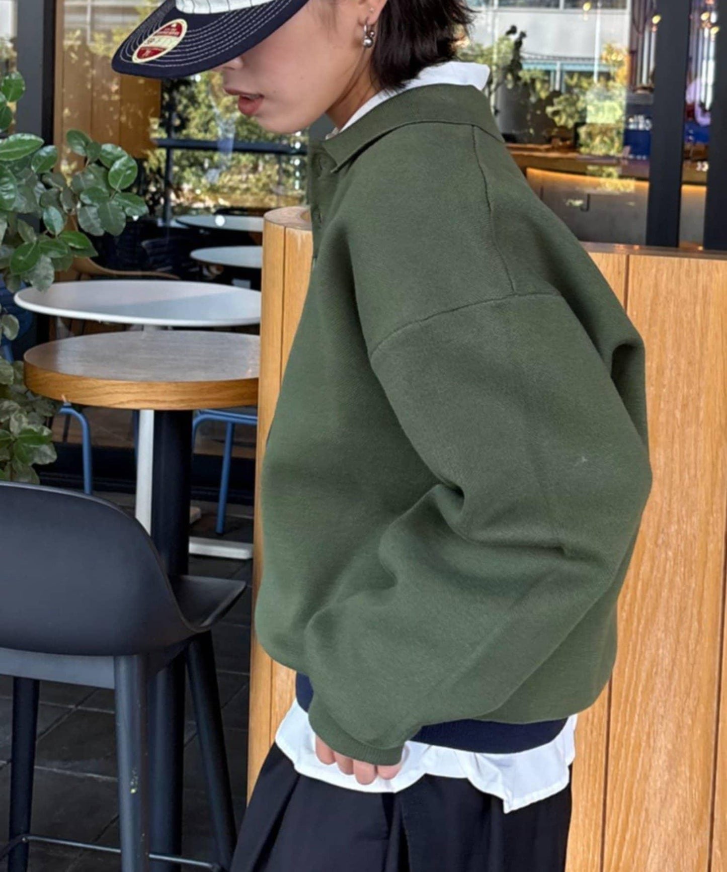 拼接羅紋下襬配色針織POLO衫