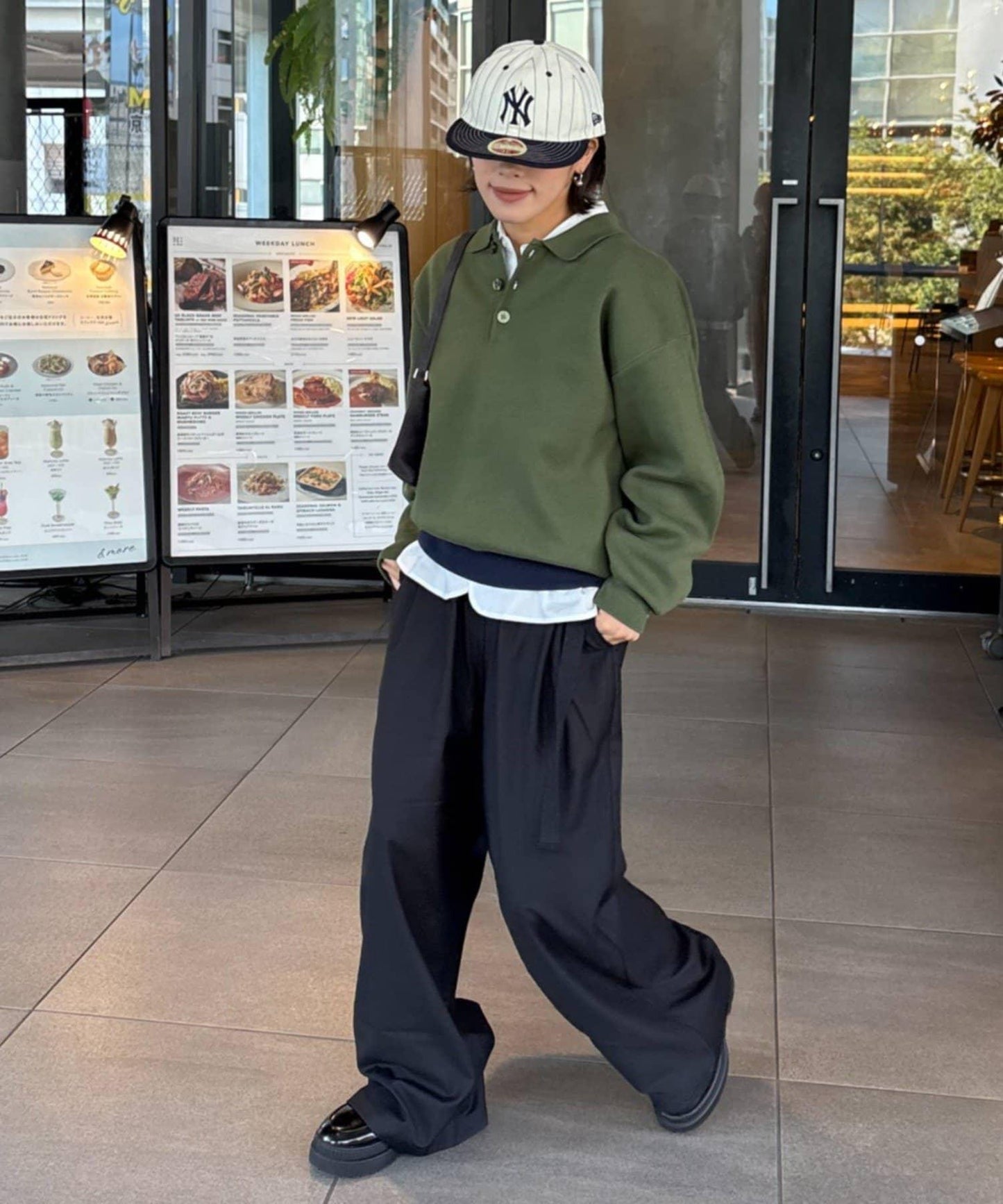 拼接羅紋下襬配色針織POLO衫