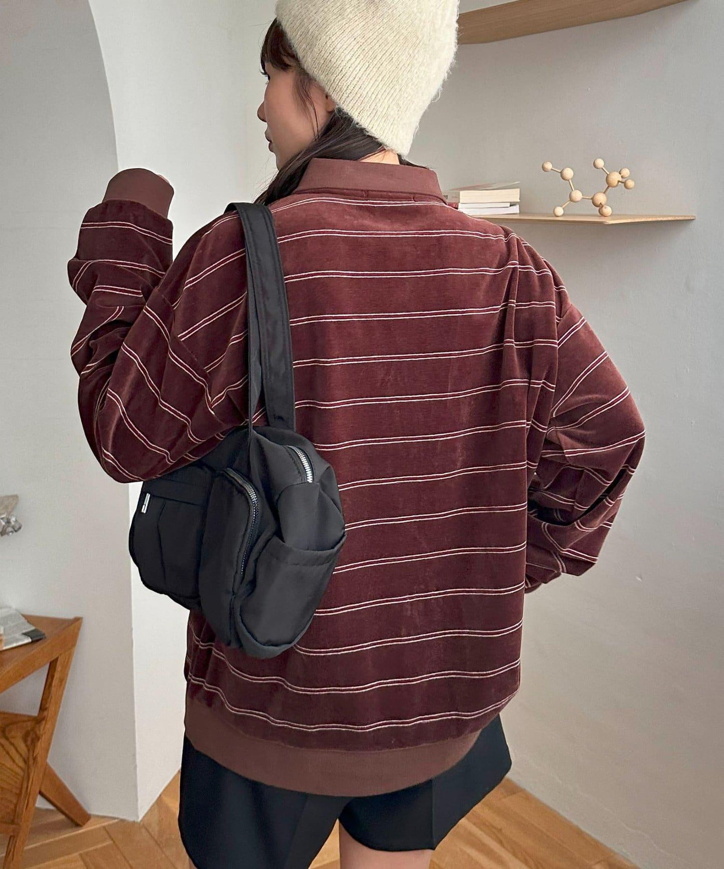 【Discoat】【男女同款】天鵝絨條紋POLO衫