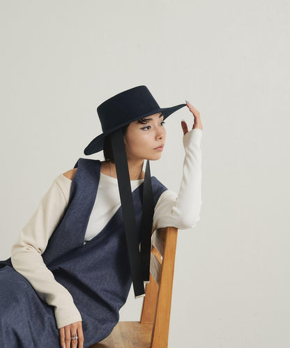 【ear PAPILLONNER】帶蝴蝶結毛氈帽【SUM1STYLE】