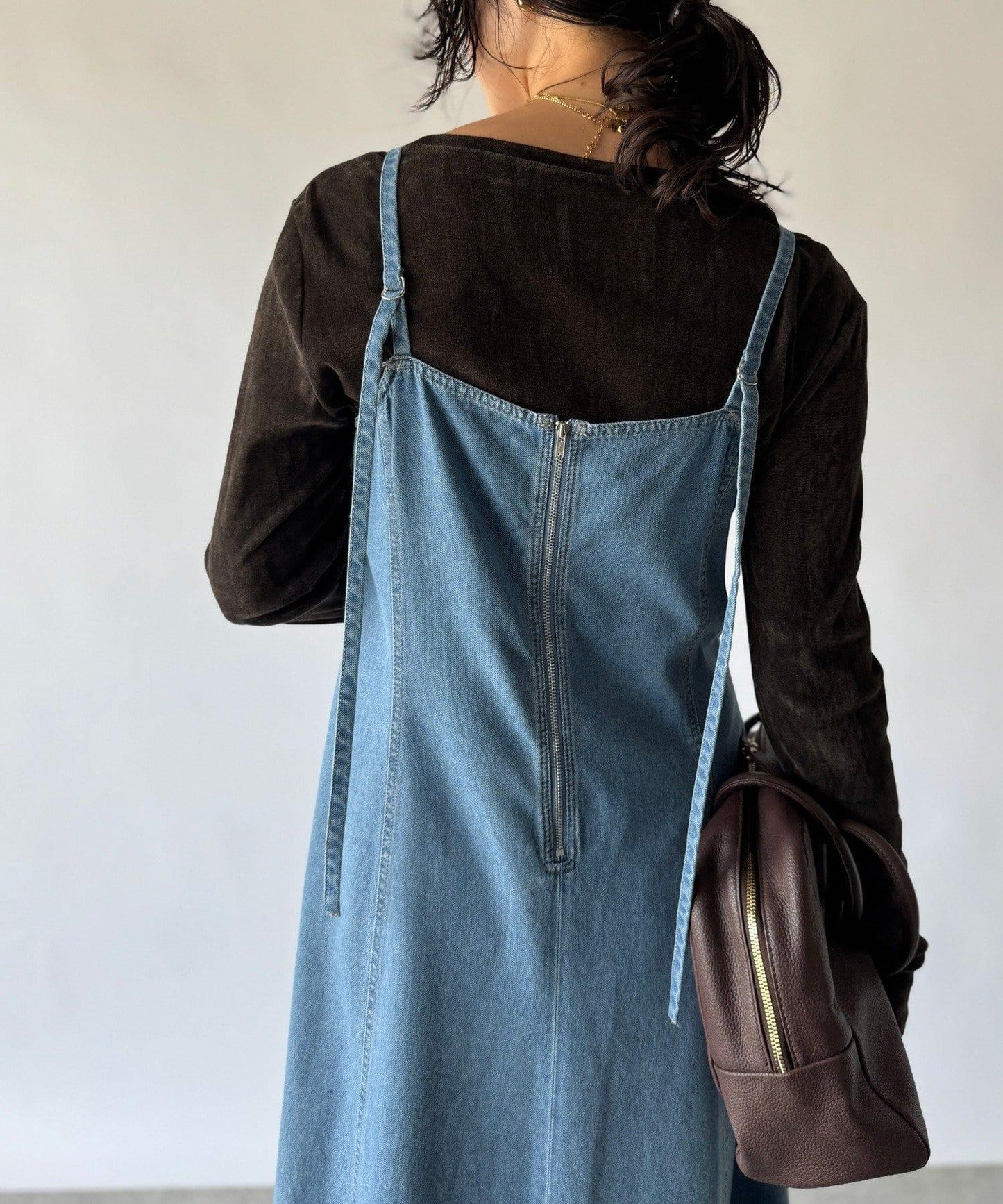 【RIVE DROITE】牛仔吊帶連衣裙