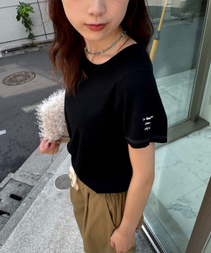 【CIAOPANIC TYPY】單點刺繡羅紋修身短袖T恤