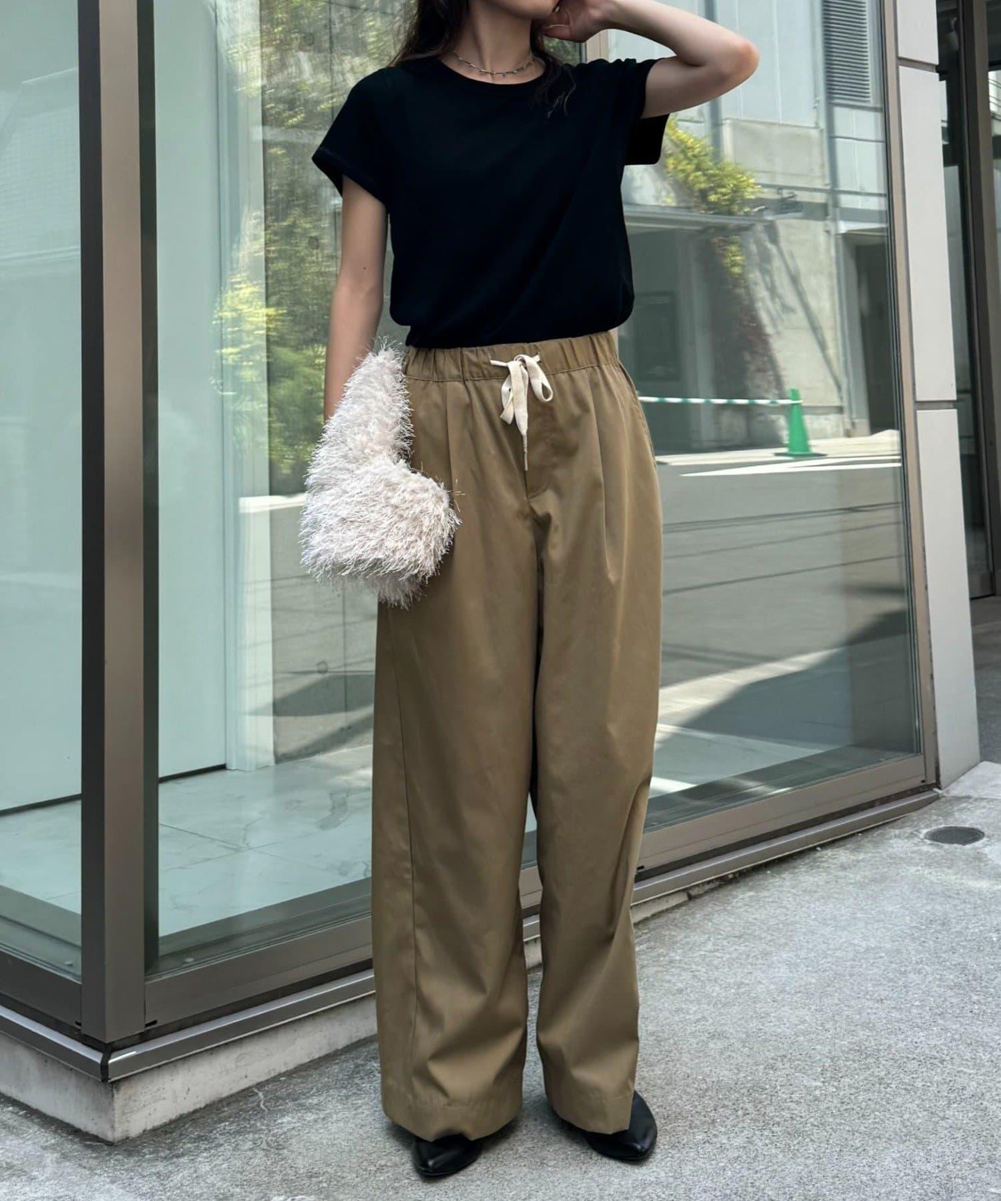 【CIAOPANIC TYPY】單點刺繡羅紋修身短袖T恤