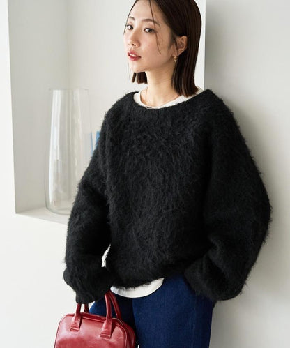 ミックスシャギー ラグラン ニット プルオーバー【限定展開】