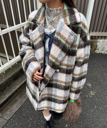 【HELLO.SANFRANCISCO/ハローサンフランシスコ】格紋長毛呢大衣