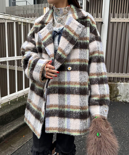 【HELLO.SANFRANCISCO/ハローサンフランシスコ】格紋長毛呢大衣