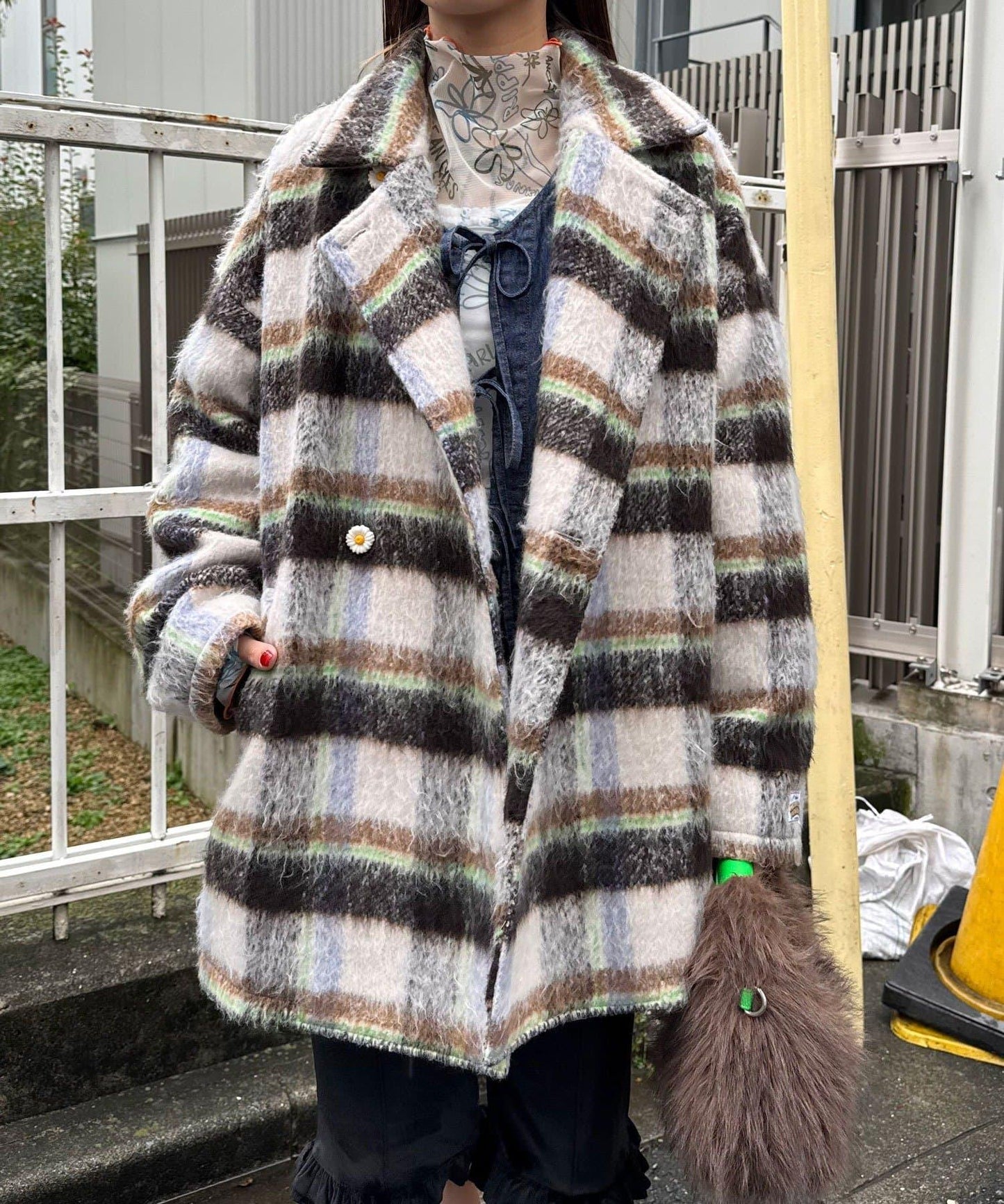 【HELLO.SANFRANCISCO/ハローサンフランシスコ】格紋長毛呢大衣