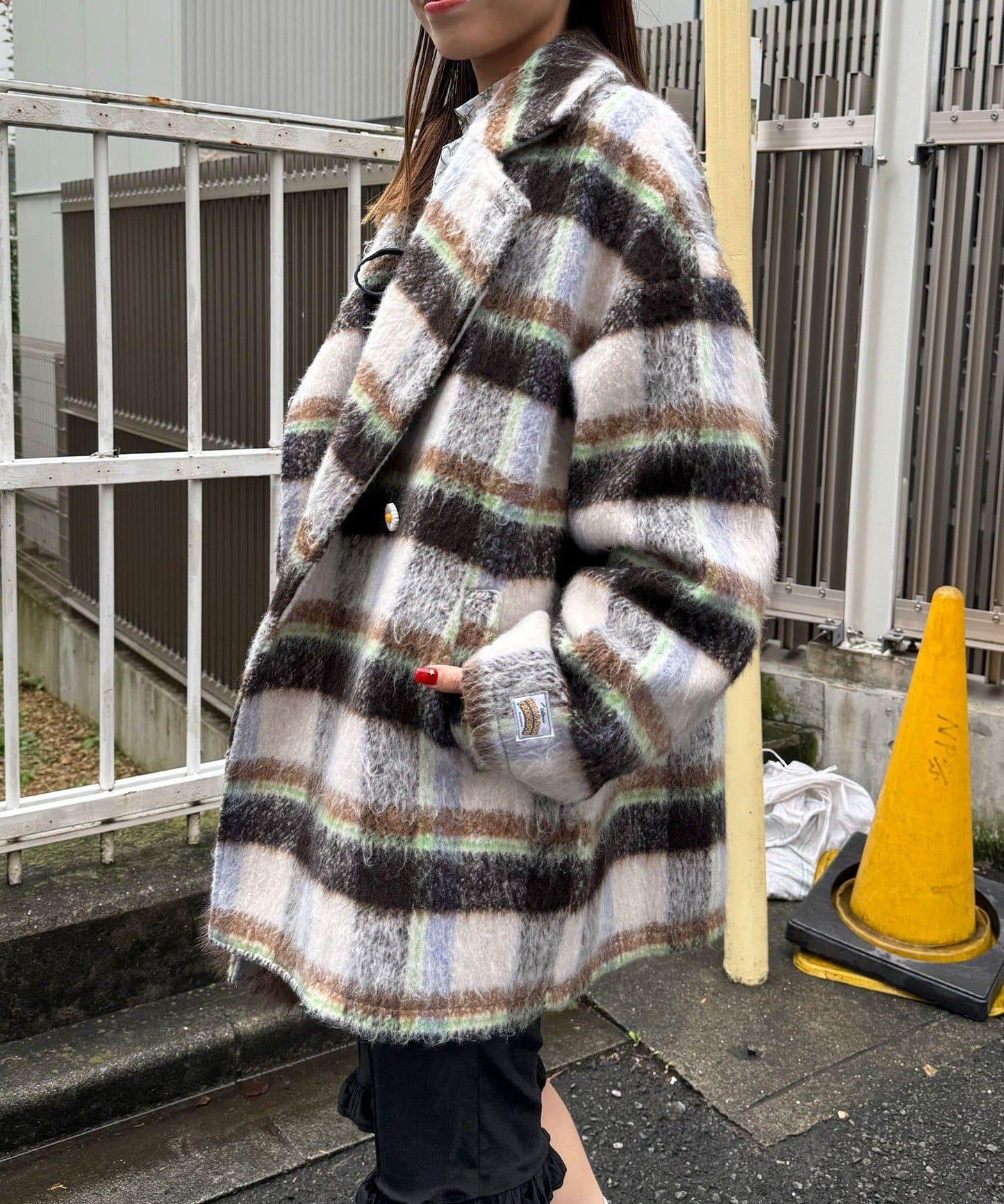 【HELLO.SANFRANCISCO/ハローサンフランシスコ】格紋長毛呢大衣