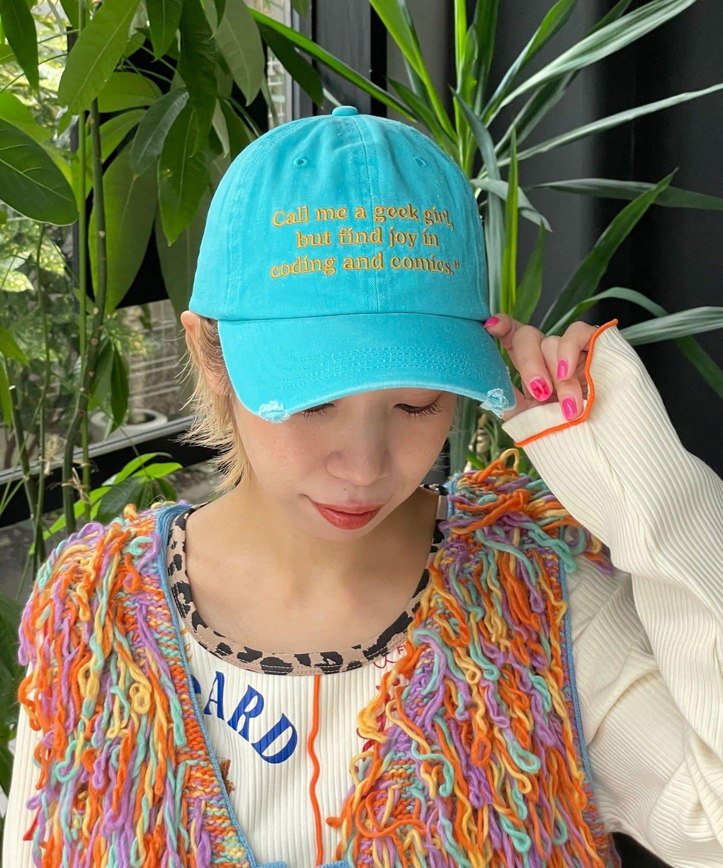 【HELLO.SANFRANCISCO/ハローサンフランシスコ】字母標語刺繡蝴蝶結棒球帽