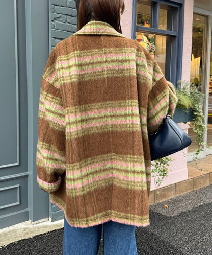 【HELLO.SANFRANCISCO/ハローサンフランシスコ】格紋長毛呢大衣