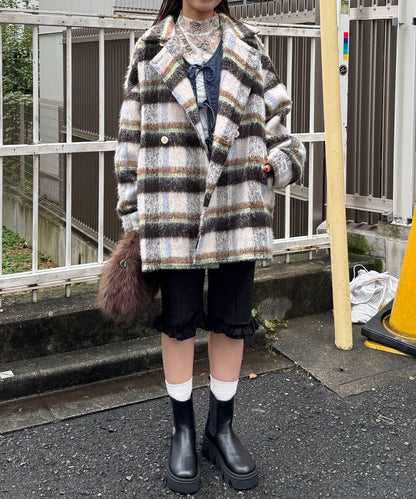 【HELLO.SANFRANCISCO/ハローサンフランシスコ】格紋長毛呢大衣