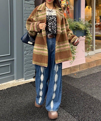 【HELLO.SANFRANCISCO/ハローサンフランシスコ】格紋長毛呢大衣