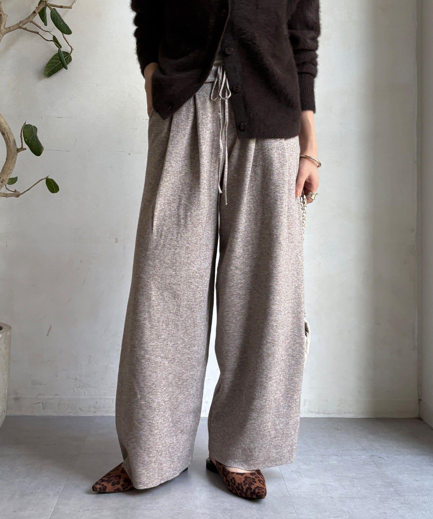 雙層腰設計針織褲