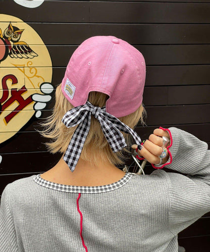 【HELLO.SANFRANCISCO/ハローサンフランシスコ】字母標語刺繡蝴蝶結棒球帽