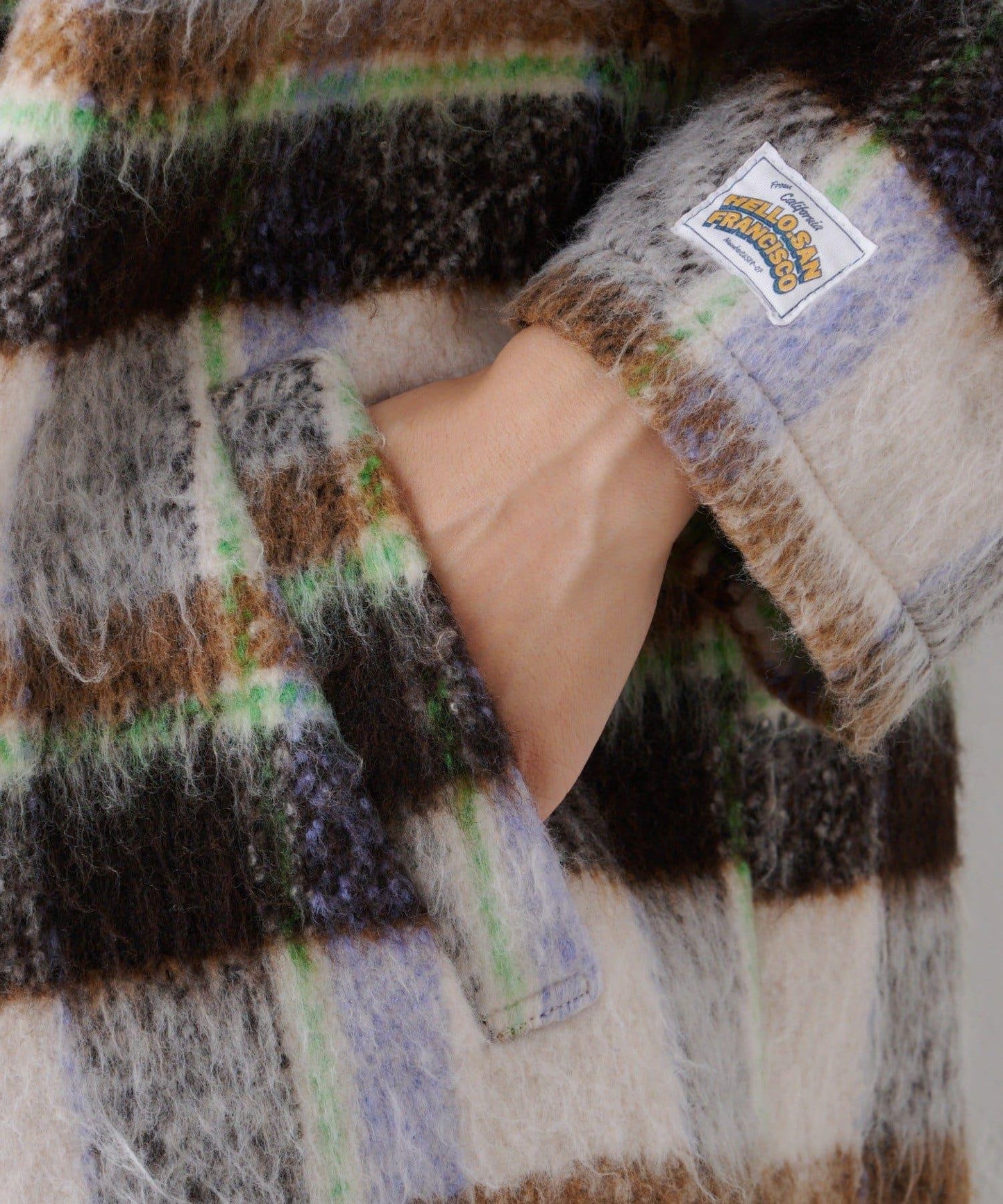 【HELLO.SANFRANCISCO/ハローサンフランシスコ】格紋長毛呢大衣