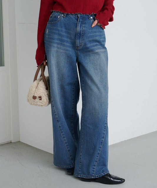 弧形縫線牛仔褲