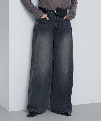 弧形縫線牛仔褲