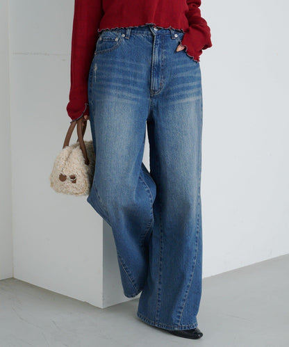 弧形縫線牛仔褲