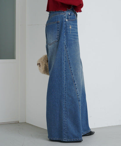 弧形縫線牛仔褲