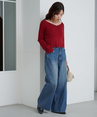 弧形縫線牛仔褲