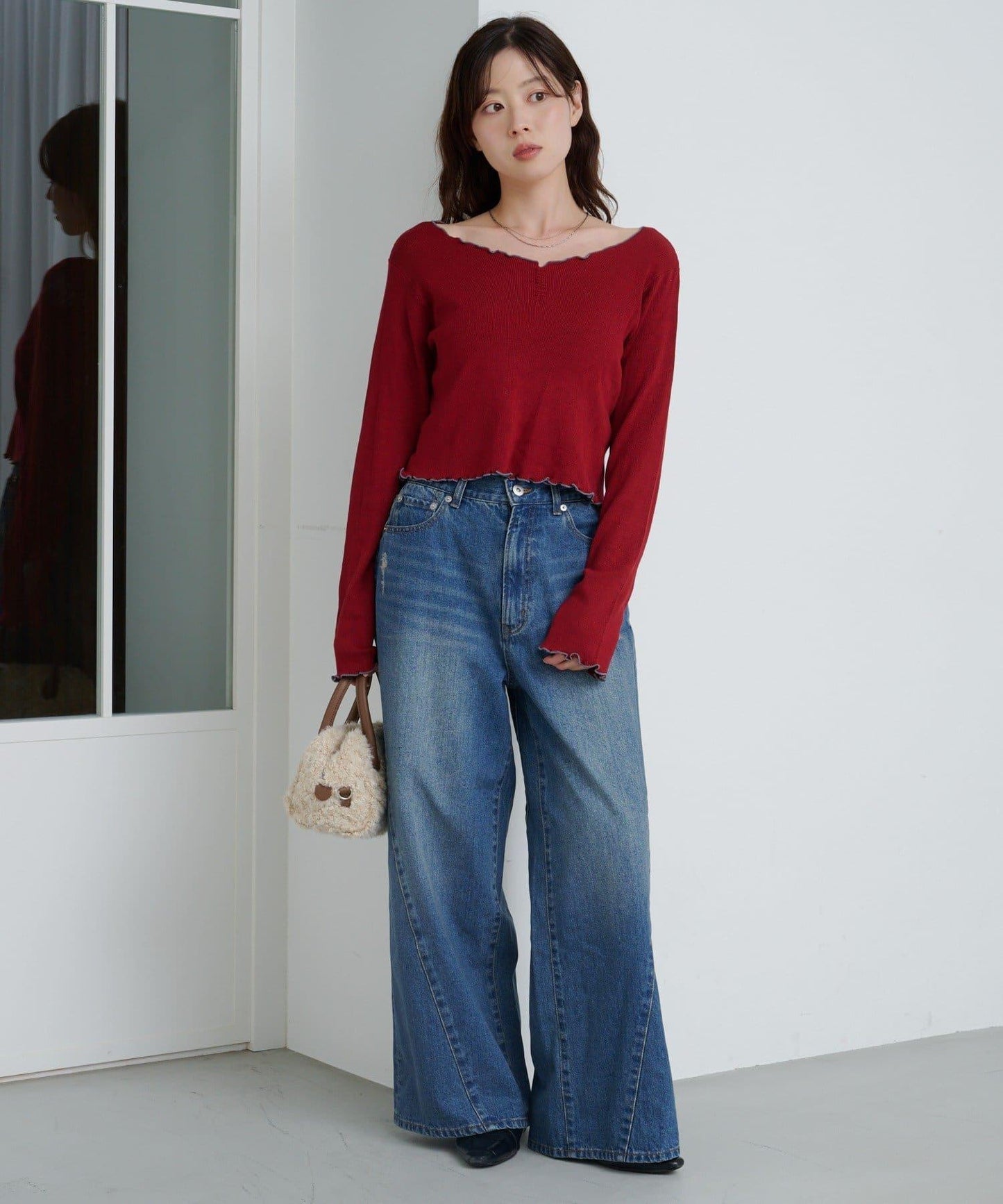 弧形縫線牛仔褲