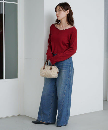 弧形縫線牛仔褲