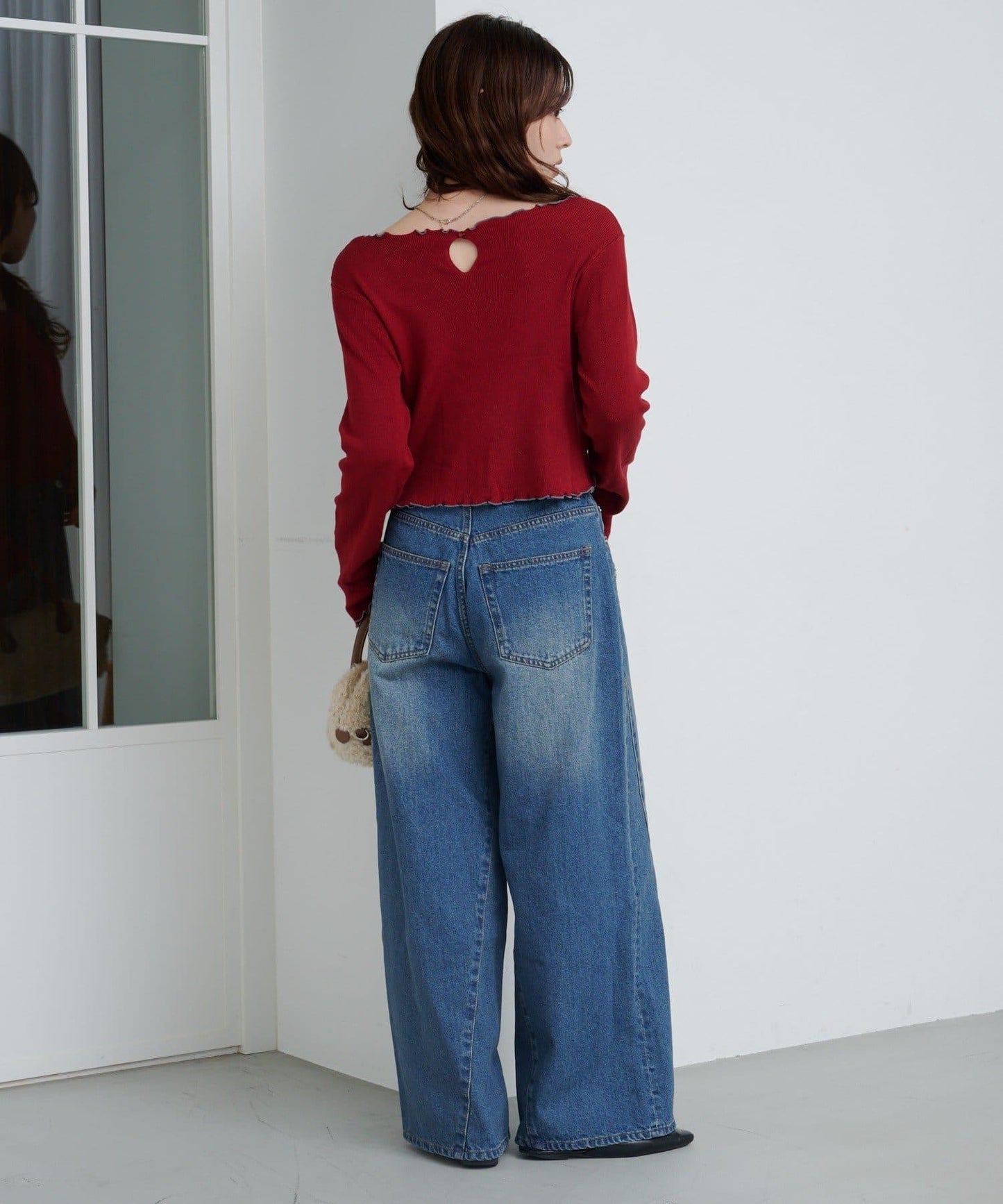 弧形縫線牛仔褲