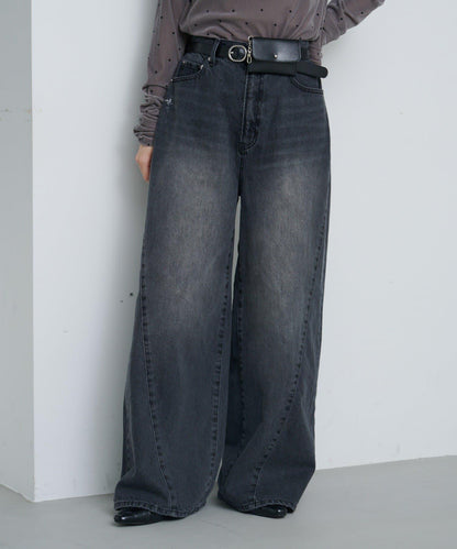 弧形縫線牛仔褲