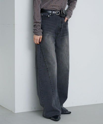 弧形縫線牛仔褲