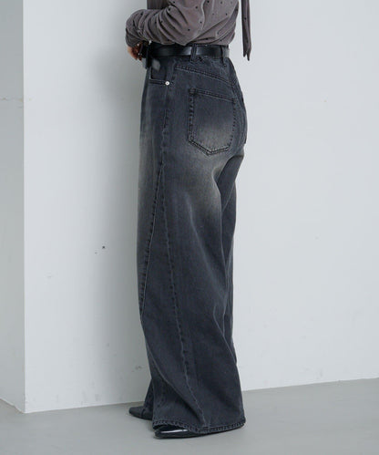 弧形縫線牛仔褲