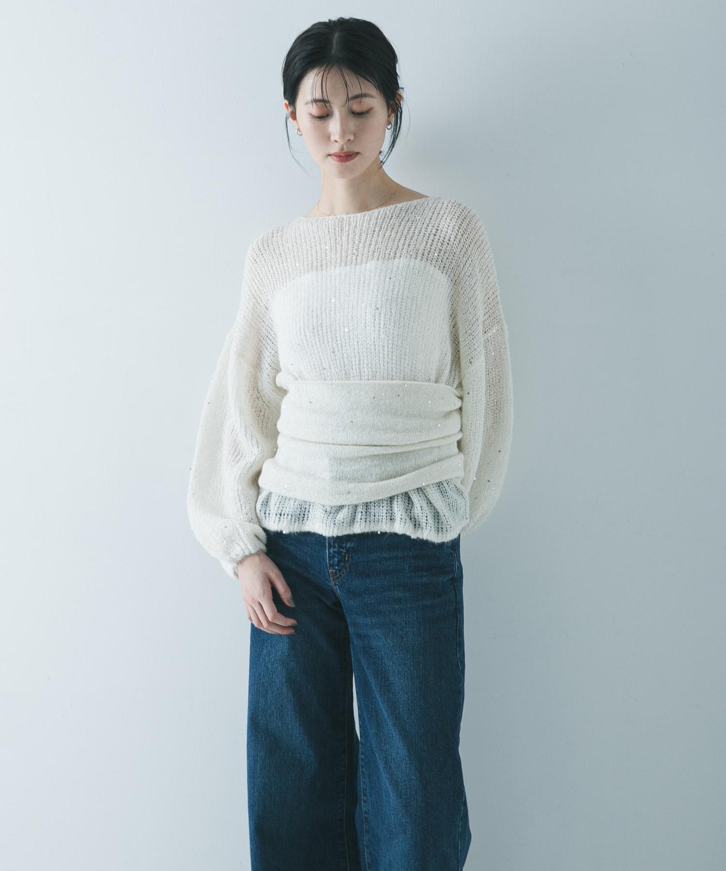 亮片馬海毛寬鬆針織衫