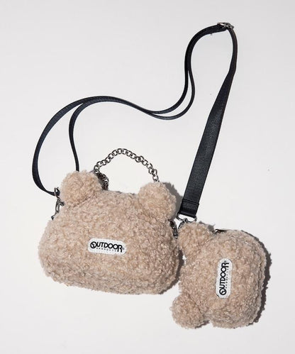 x BASICKS 仿羊羔絨小熊掛飾包