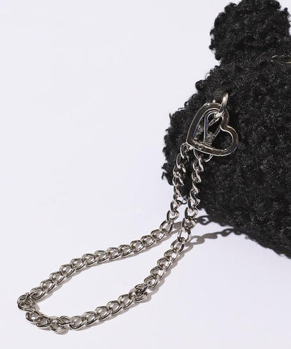 x BASICKS 仿羊羔絨小熊掛飾包