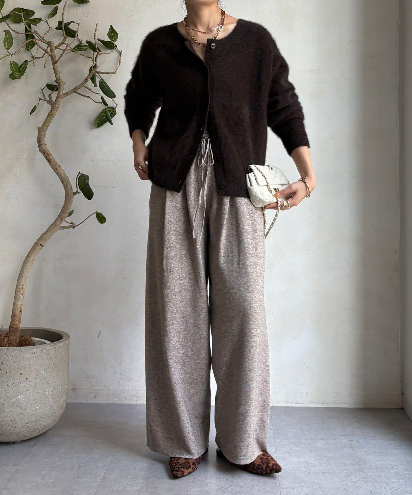 雙層腰設計針織褲