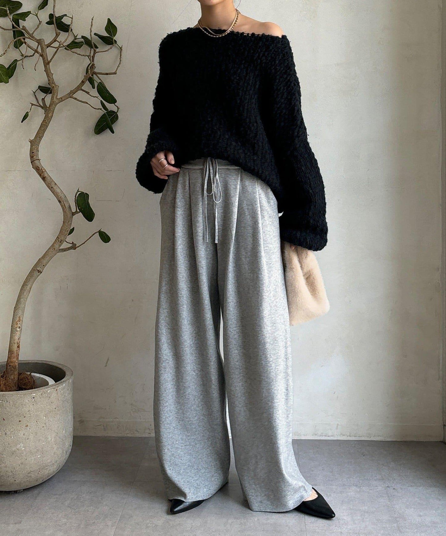 雙層腰設計針織褲