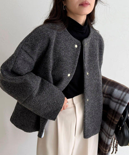 意大利風格輕盈無領夾克
