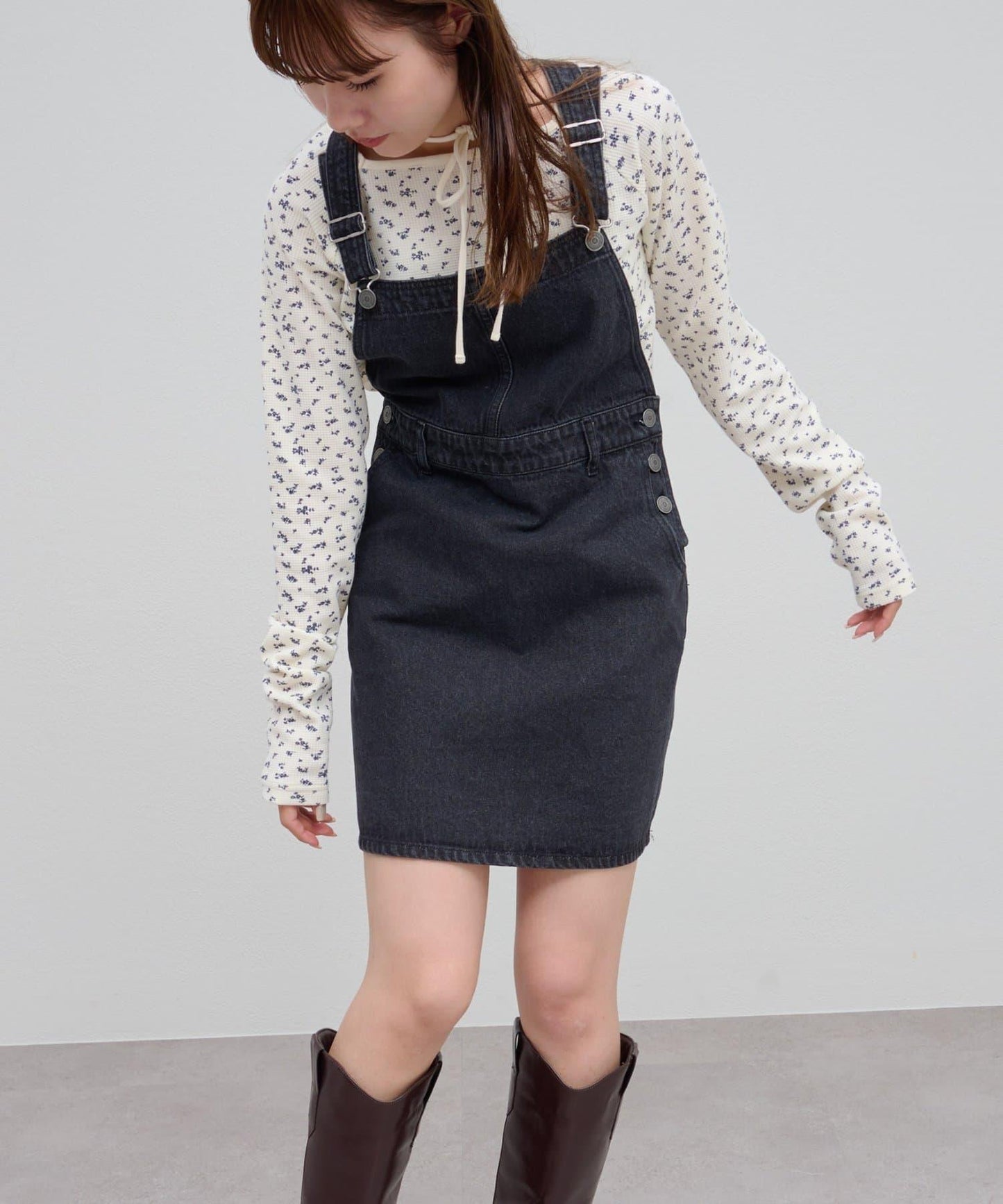【Discoat】牛仔迷你揹帶裙