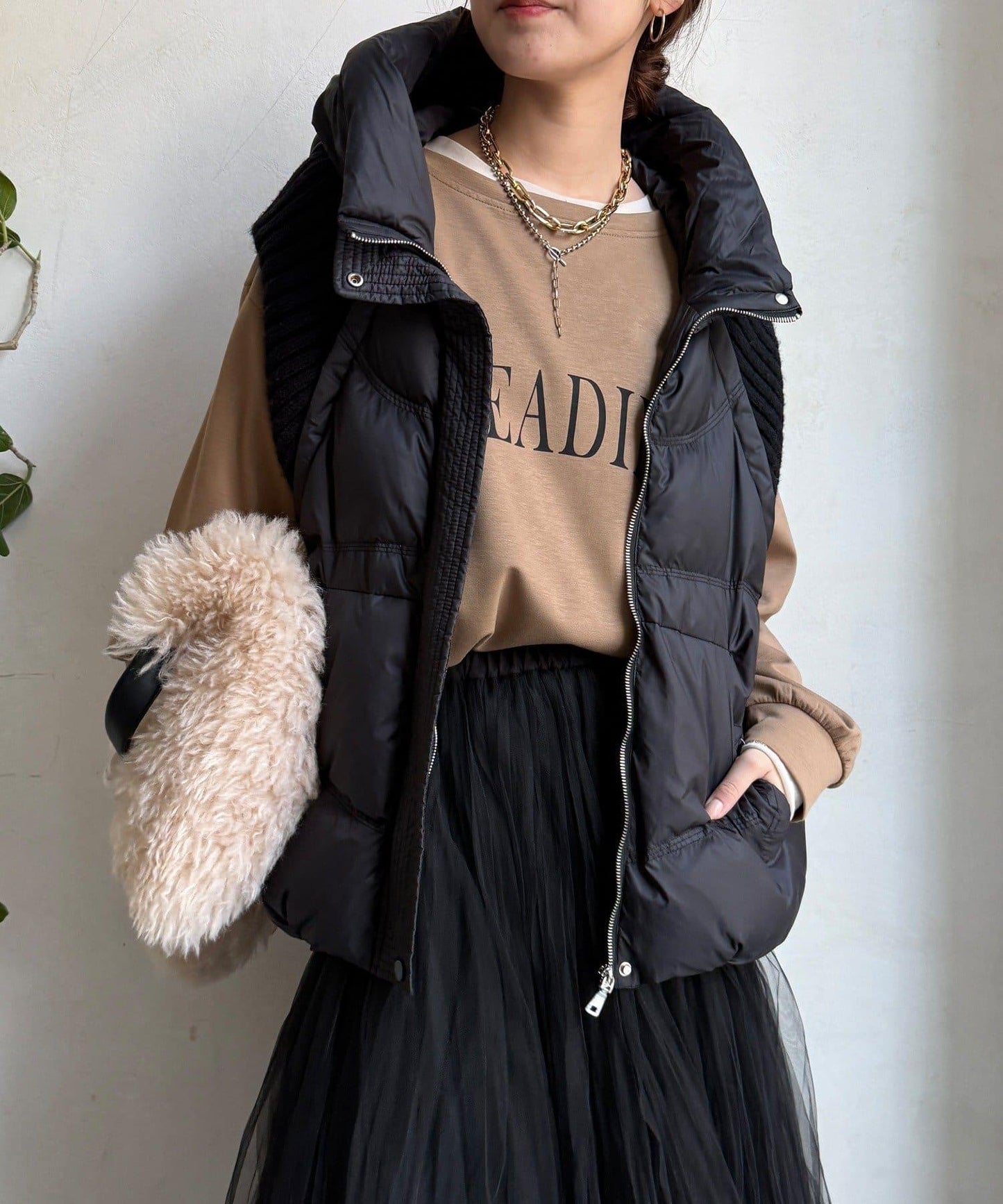 針織拼接羽絨馬甲