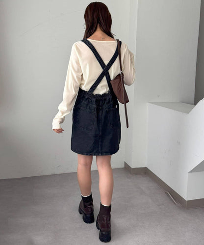 【Discoat】牛仔迷你揹帶裙