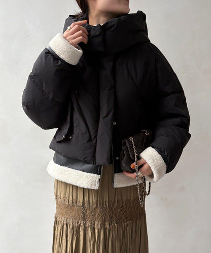 仿麂皮拼接羽絨服