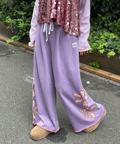 【HELLO.SANFRANCISCO/ハローサンフランシスコ】花卉剪裁寬鬆衛褲