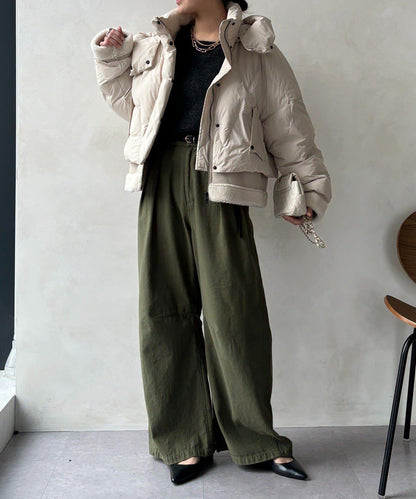 仿麂皮拼接羽絨服