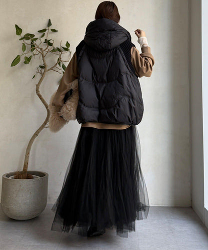 針織拼接羽絨馬甲